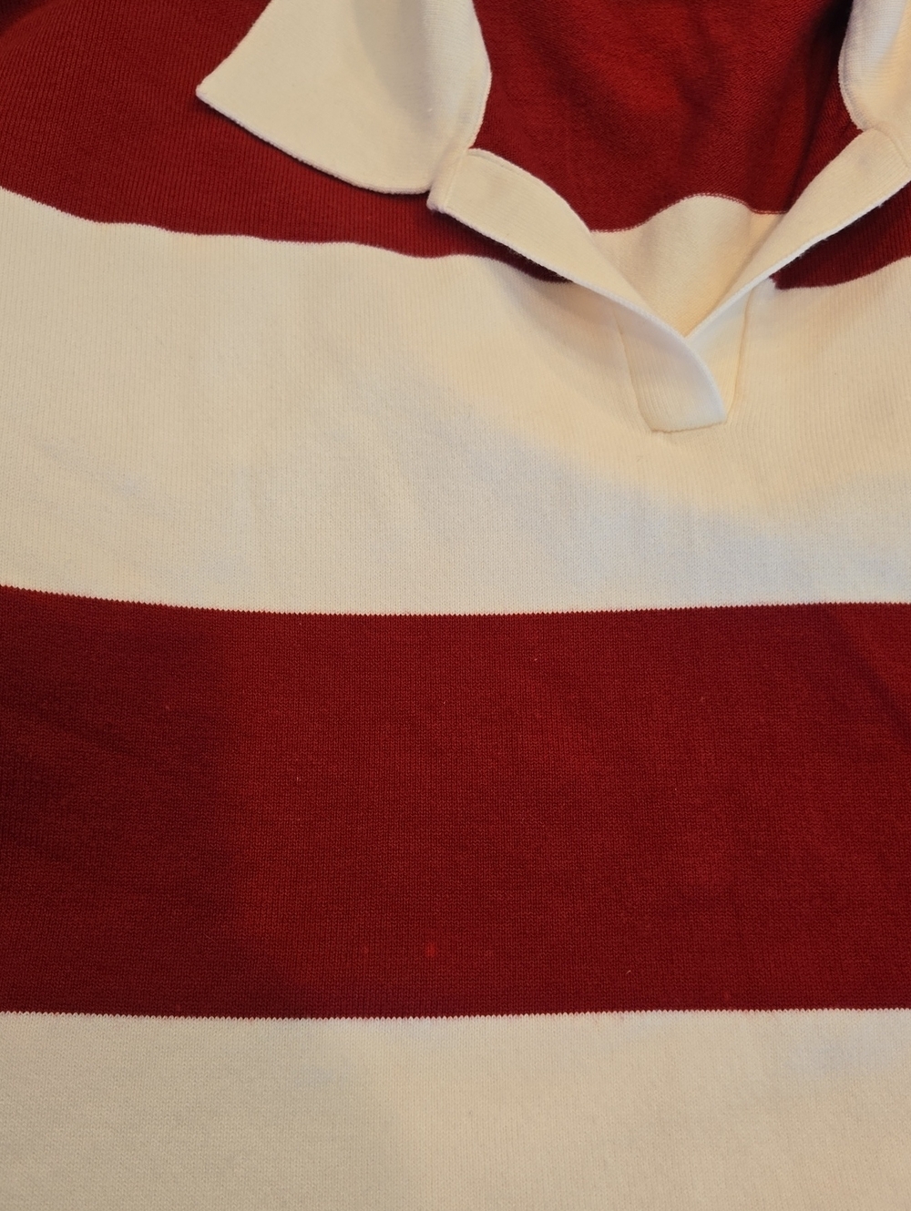 Mango Red & White Striped Polo Collar Relaxed Fit Sweater Size S - Picture 10 of 13